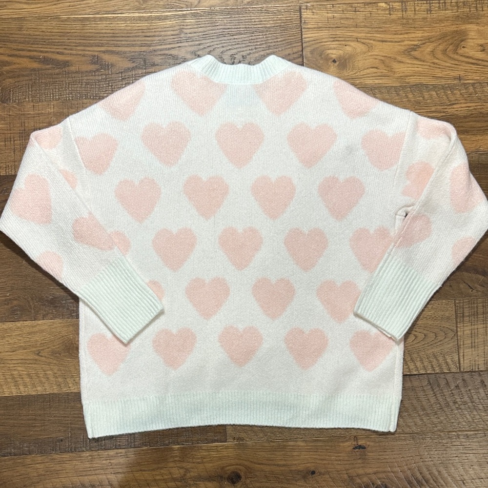 Vince Camuto Cream and Pink Heart Sweater - Picture 6 of 7